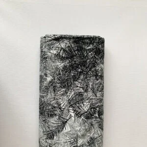 Stretchkatoen Palmblad Zwart Wit