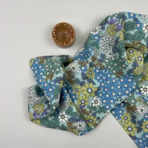 Viscose Retro Bloemen Blauw
