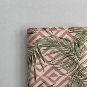 Stretchkatoen Roze Grafisch Blad