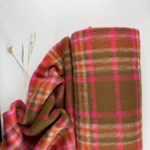 Wol Ruit Pop Check Camel Roze